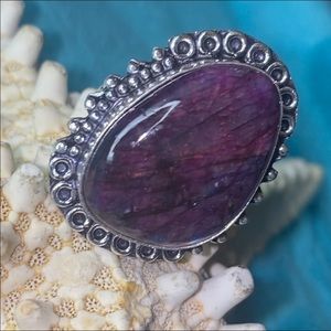 Red Flash Labradorite Gemstone handcrafted ring
